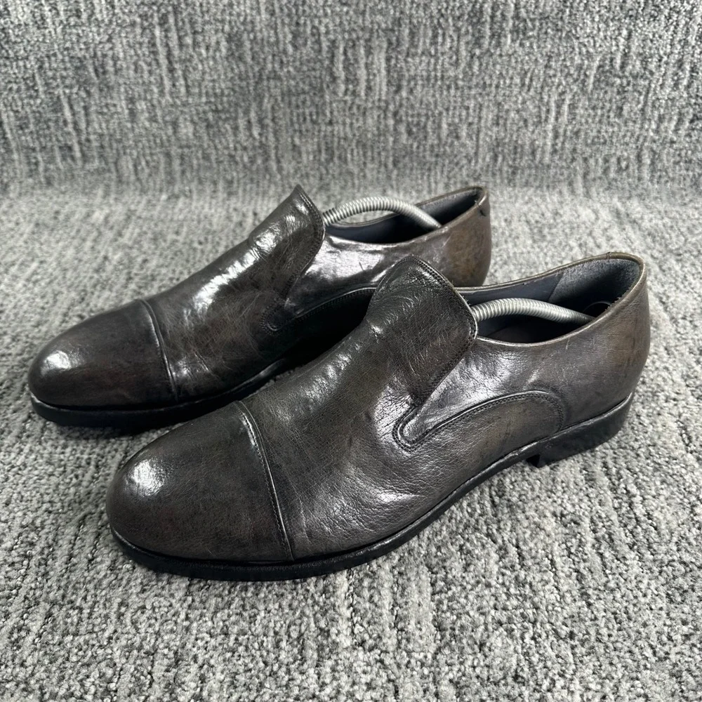 Measponte Loafers Mens Size 45 Grey Brown Italian Leather Cap Toe Made in Italy